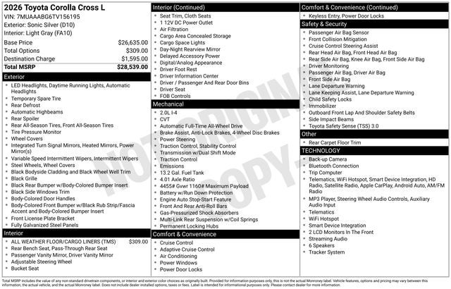 2026 Toyota Corolla Cross L