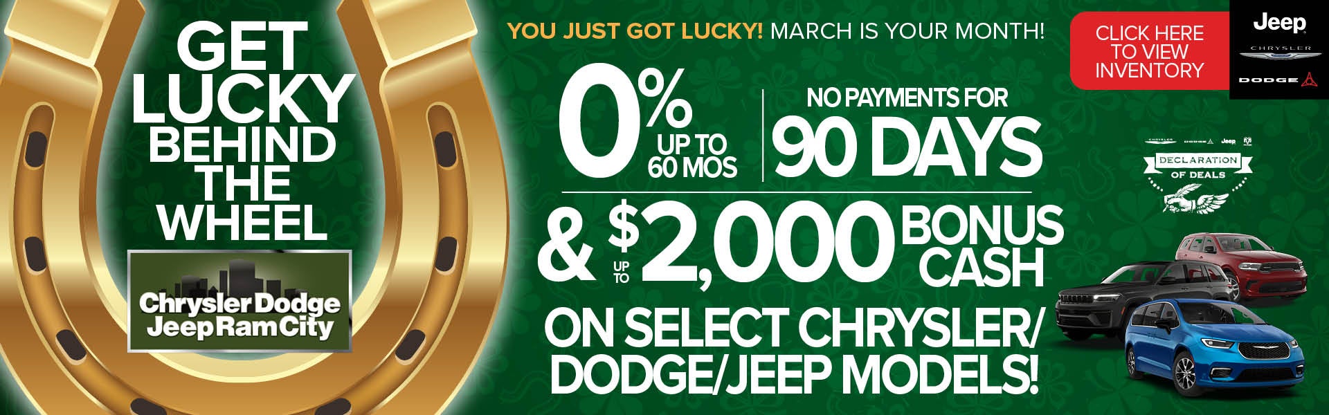 0% Up To 60 Mos, No Payments for 90 Days, & Up To $2,000 Bon