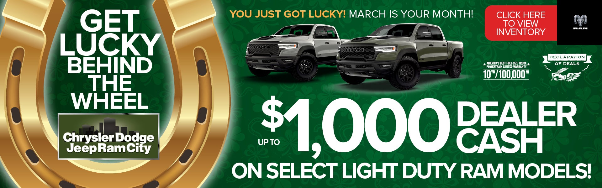 Up To $1,000 Dealer Cash On Select Light Duty Ram Models!