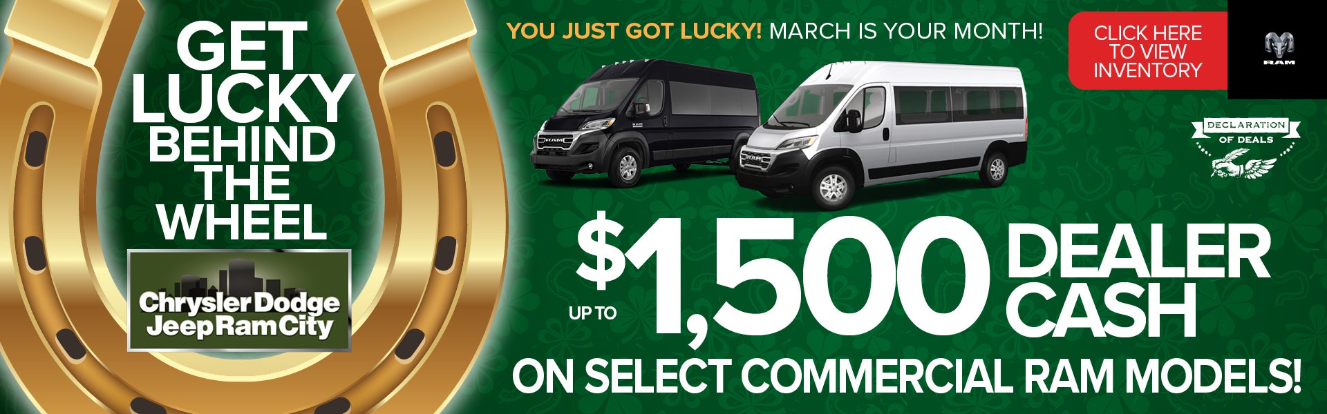Up To $1,500 Dealer Cash On Select Commercial Ram Models!