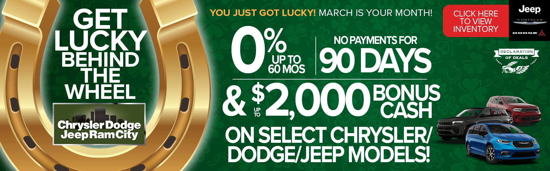 0% Up To 60 Mos, No Payments for 90 Days, & Up To $2,000 Bon