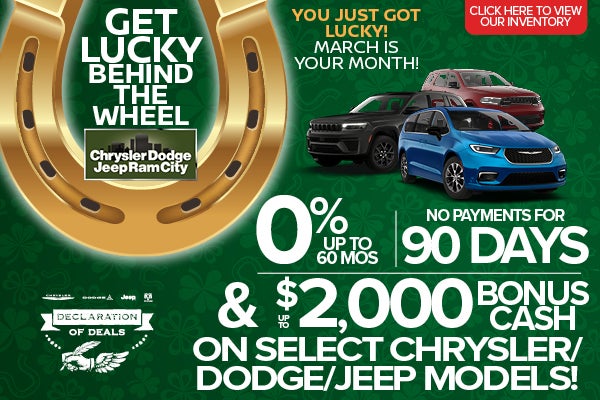 0% Up To 60 Mos, No Payments for 90 Days, & Up To $2,000 Bon