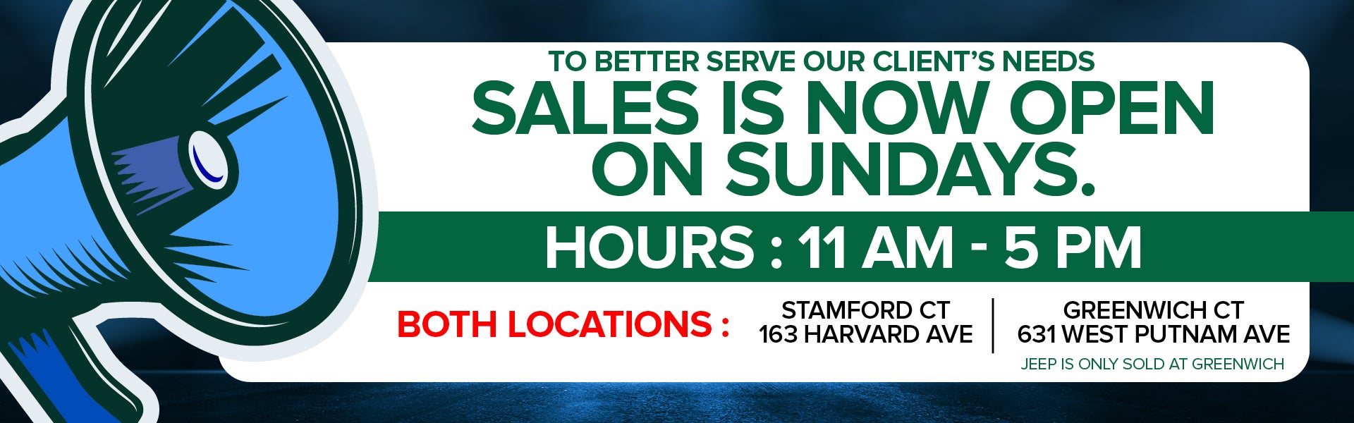 SALES IS NOW OPEN ON SUNDAYS
